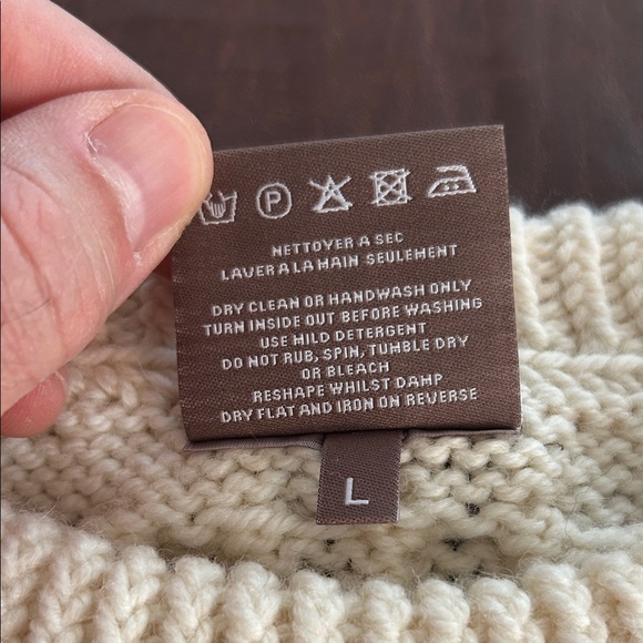 Classic Cream Cable Knit Crewneck Sweater - Picture 3 of 4